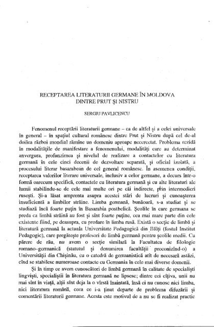 SERGIU PAVLICENCU, Receptarea literaturii germane în ... - alil.ro