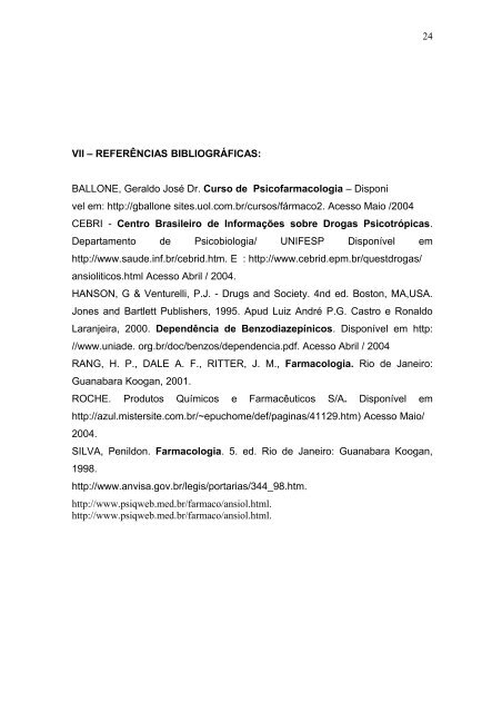 Estudo Comparativo do Consumo de Benzodiazepínicos entre ... - Ucg