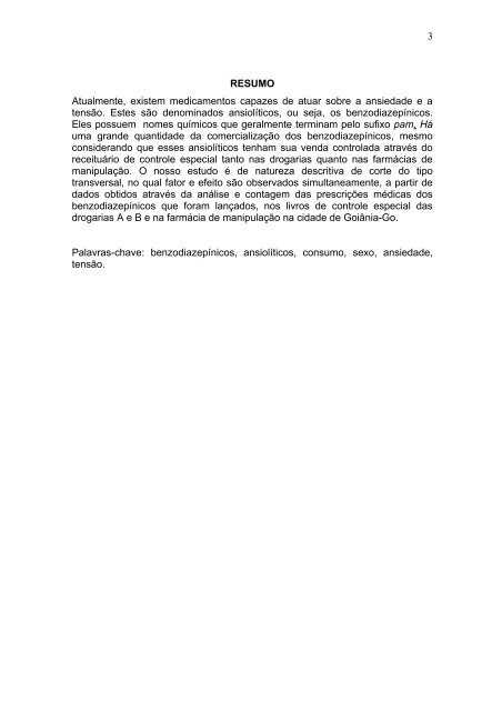 Estudo Comparativo do Consumo de Benzodiazepínicos entre ... - Ucg