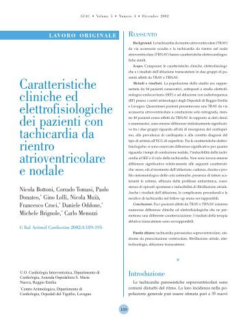 Caratteristiche cliniche ed elettrofisiologiche dei pazienti con ...