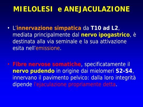 I DEFICIT DELLA EIACULAZIONE