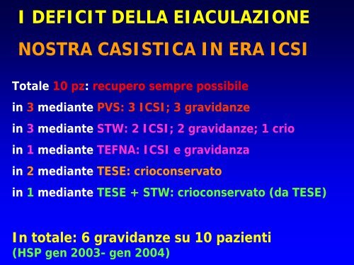 I DEFICIT DELLA EIACULAZIONE