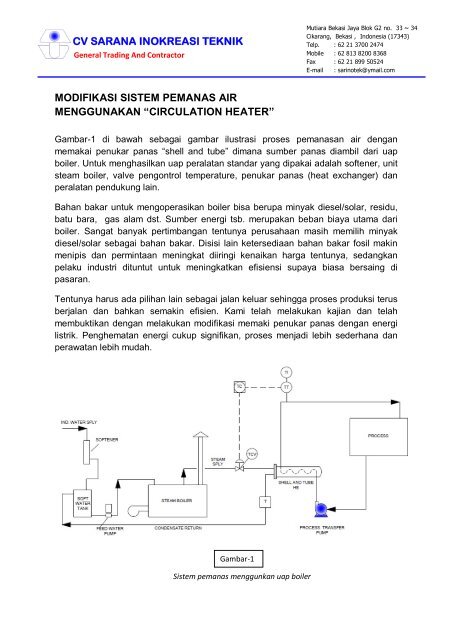 CV SARANA INOKREASI TEKNIK MODIFIKASI SISTEM PEMANAS ...