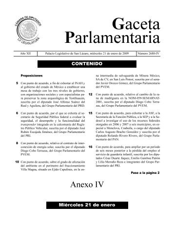 Anexo IV - Gaceta Parlamentaria, Cámara de Diputados