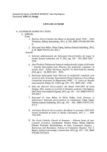 Lista de Lucrari Sergiu SOICA.pdf - Institutul de Istorie