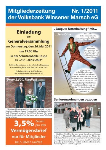 Mitgliederzeitung 1.2011 - Volksbank Winsener Marsch
