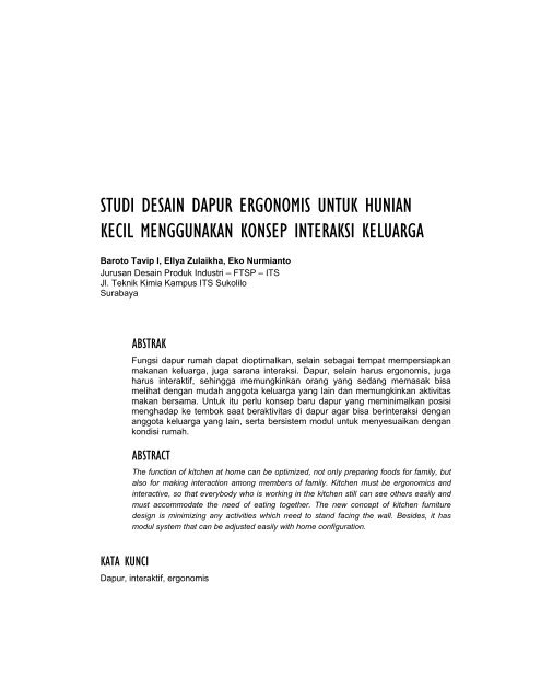 studi desain dapur ergonomis untuk hunian kecil menggunakan - ITS