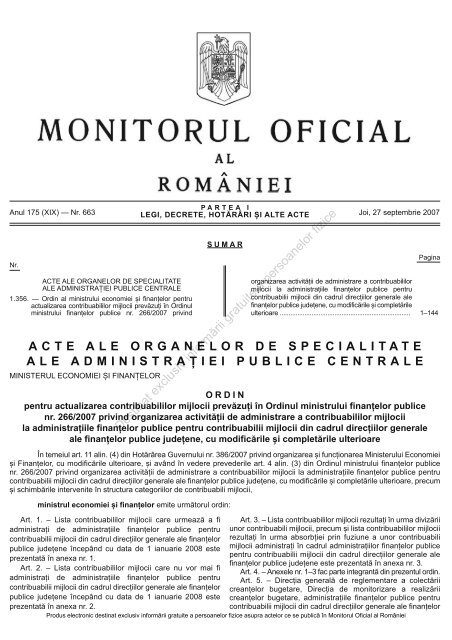 ACTE ALE ORGANELOR DE SPECIALITATE ALE ADMINISTRAȚIEI ...