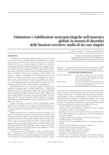 Valutazione e riabilitazione neuropsicologiche nell'amnesico - MediK