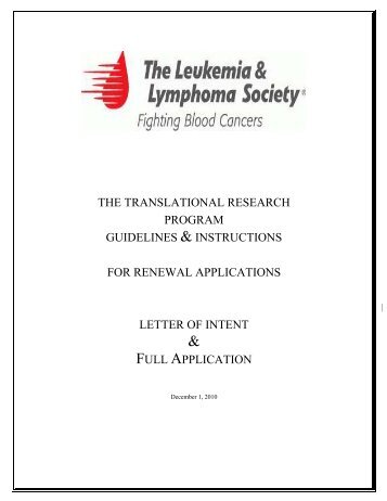 the translational research program guidelines & instructions for ...