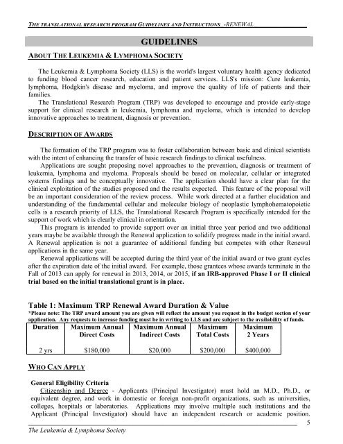 the translational research program guidelines & instructions for ...