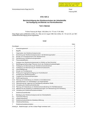 KTA 1301.2 - Kerntechnisches Regelwerk