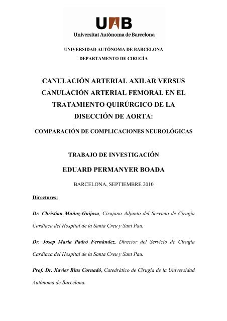 CANULACIÓN ARTERIAL AXILAR VERSUS ... - Recercat