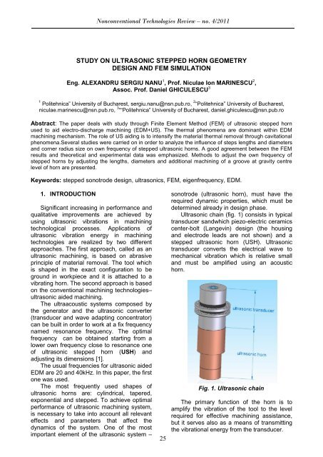 Study On Ultrasonic Stepped Horn Geometry Revtn Ro
