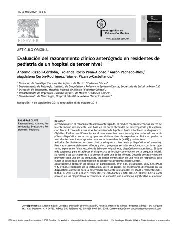 Evaluación del razonamiento clínico anterógrado en ... - RIEM