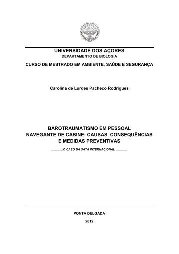 Barotraumatismo em pessoal navegante de cabine - Repositório da ...