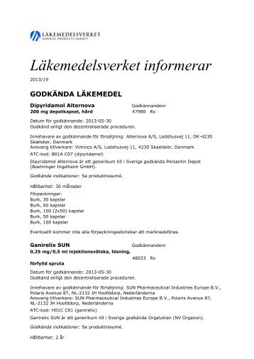 Läkemedelsverket informerar