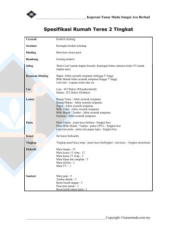 Spesifikasi Rumah Teres 2 Tingkat - Tunasmuda.com.my