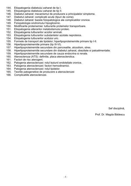 Tematica curs FIZIOPATOLOGIE - Gr.T. Popa