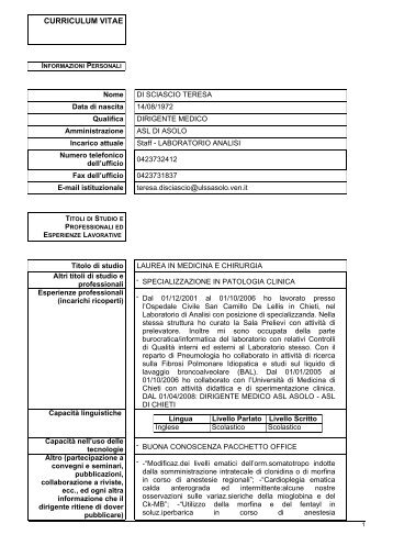 curriculum vitae - Azienda ULSS 8