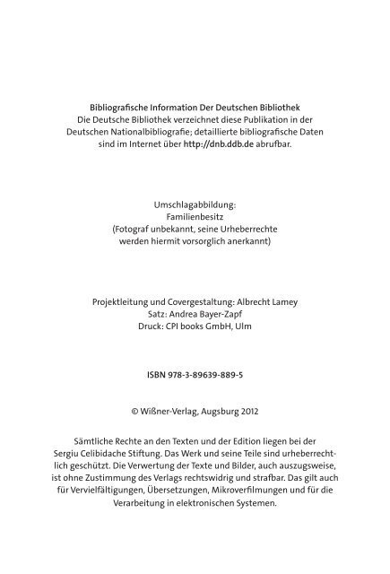 Sergiu Celibidache Gedichte und Erzählungen - Wißner-Verlag