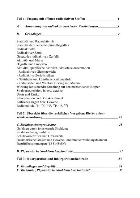 Umgang mit offenen radioaktiven Stoffen - Universität Regensburg