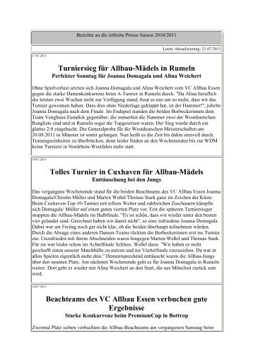 Berichte an die örtliche Presse Saison 2010_2011 - VC Essen ...