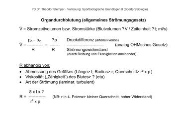 Organdurchblutung (allgemeines Strömungsgesetz) V ...