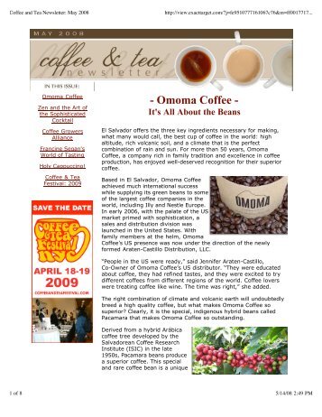 Coffee and Tea Newsletter: May 2008 - Bizland.com