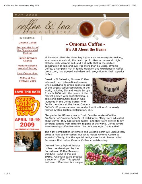 Coffee and Tea Newsletter: May 2008 - Bizland.com