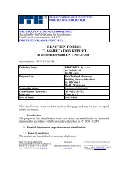 REACTION TO FIRE CLASSIFICATION REPORT in accordance with ...