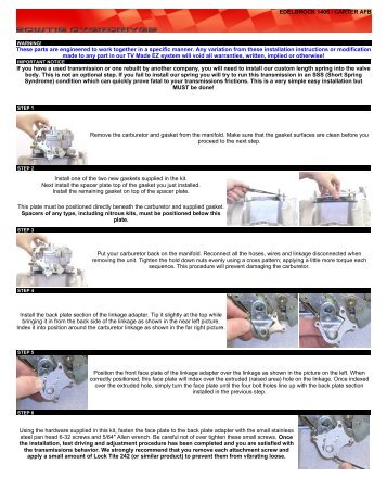 EDELBROCK 1406 / CARTER AFB These parts ... - Bowtie Overdrives