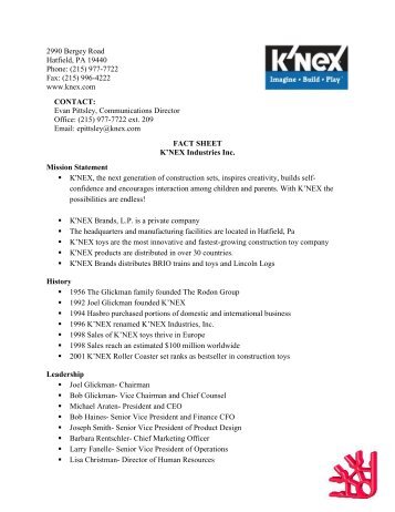 K'NEX Fact Sheet