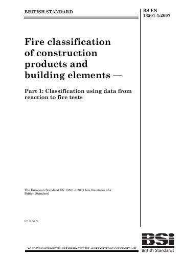 Fire classification of construction products and building elements —