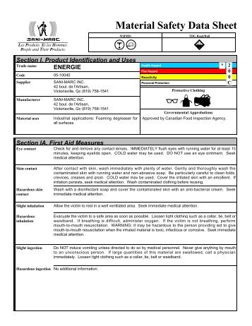 6139 ENERGIE (Anglais (US)) Sani-Marc MSDS N_B Canada_4 ...