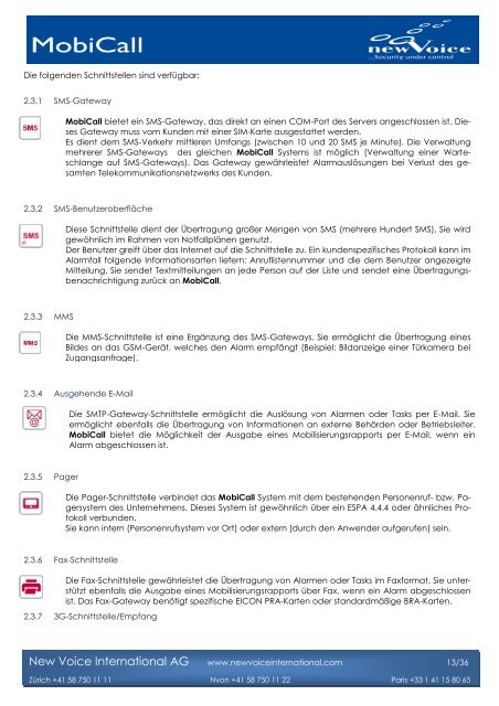 MobiCall serveur de Mobilisation - New Voice International AG