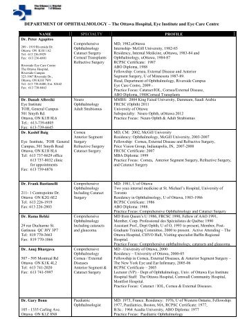 Department of ophthalmology - The Ottawa Hospital