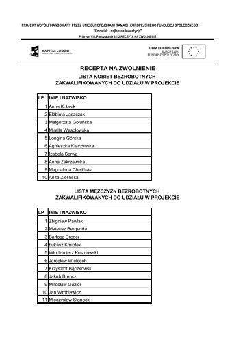 Lista do pobrania. - Recepta na zwolnienie