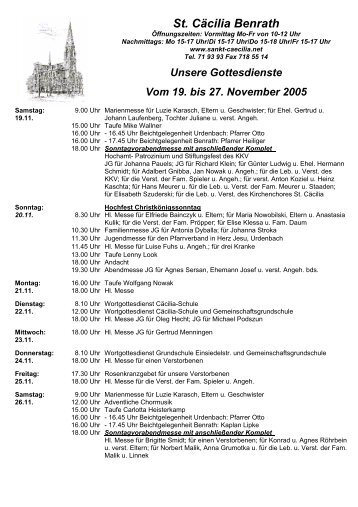 Unsere Gottesdienste Vom 19. bis 27. November 2005 - Katholische ...