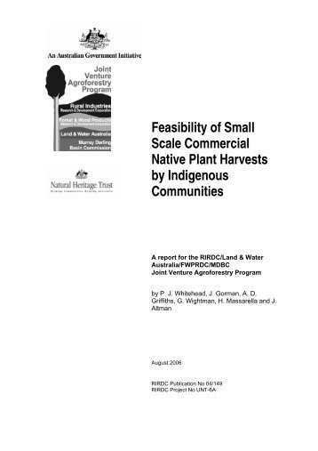Feasibility of Small Scale Commercial Native Plant Harvests by ...