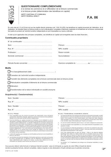 Questionnaire complémentaire , à la remise de commerce et à l ...