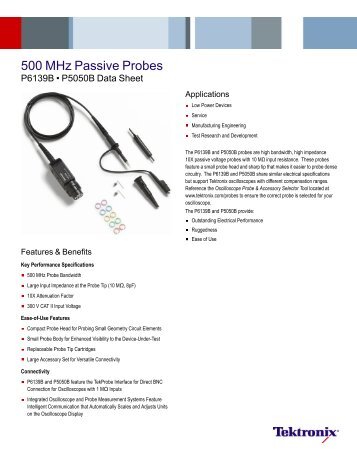 500 MHz Passive Probes - P6139B, P5050B - Tektronix