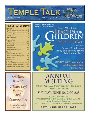 April/May/June 2012 - Temple Beth Sholom