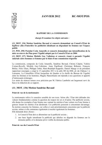 Rapport de la Commission-Jérôme Christen - Canton de Vaud