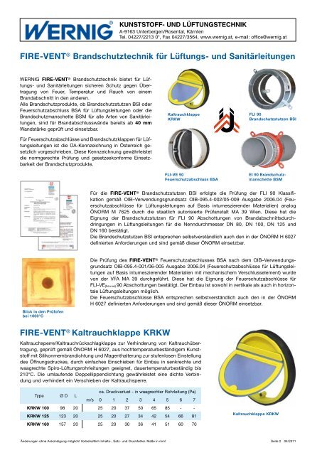 FIRE-VENT® Brandschutztechnik mit System - Wernig