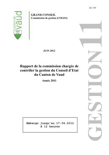 COGES - Rapport de gestion 2011-TM - Canton de Vaud