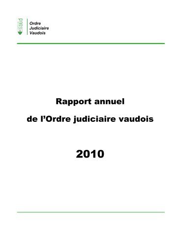 Rapport annuel 2010 - Canton de Vaud
