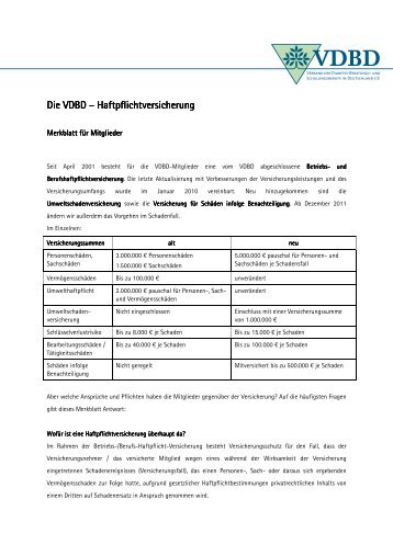 Die VDBD ––– Haftpflichtversicherung