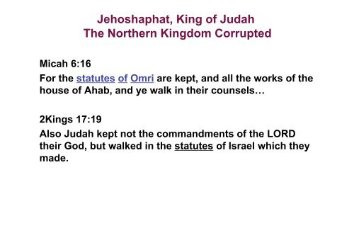 Jehoshaphat, King of Judah - Christadelphian Studies