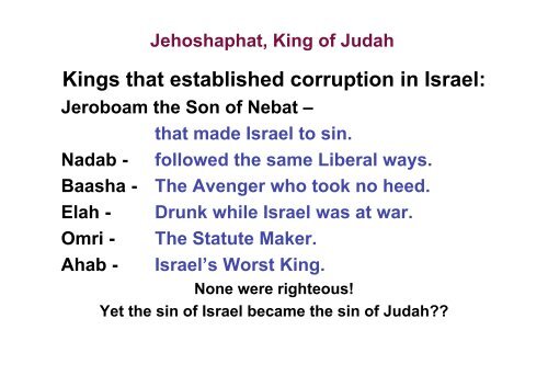 Jehoshaphat, King of Judah - Christadelphian Studies